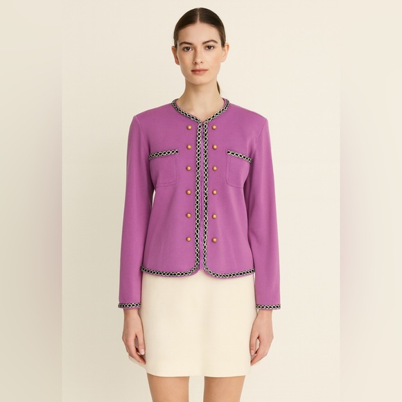 Exclusively Misook Dahlia Purple Knit Blazer Jacket Size S - Picture 1 of 5